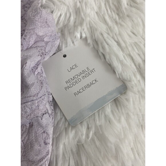 Tranquil & True Bralette Bra Womens Plus Size 1X Lilac Lace Floral Racerback - Picture 4 of 11